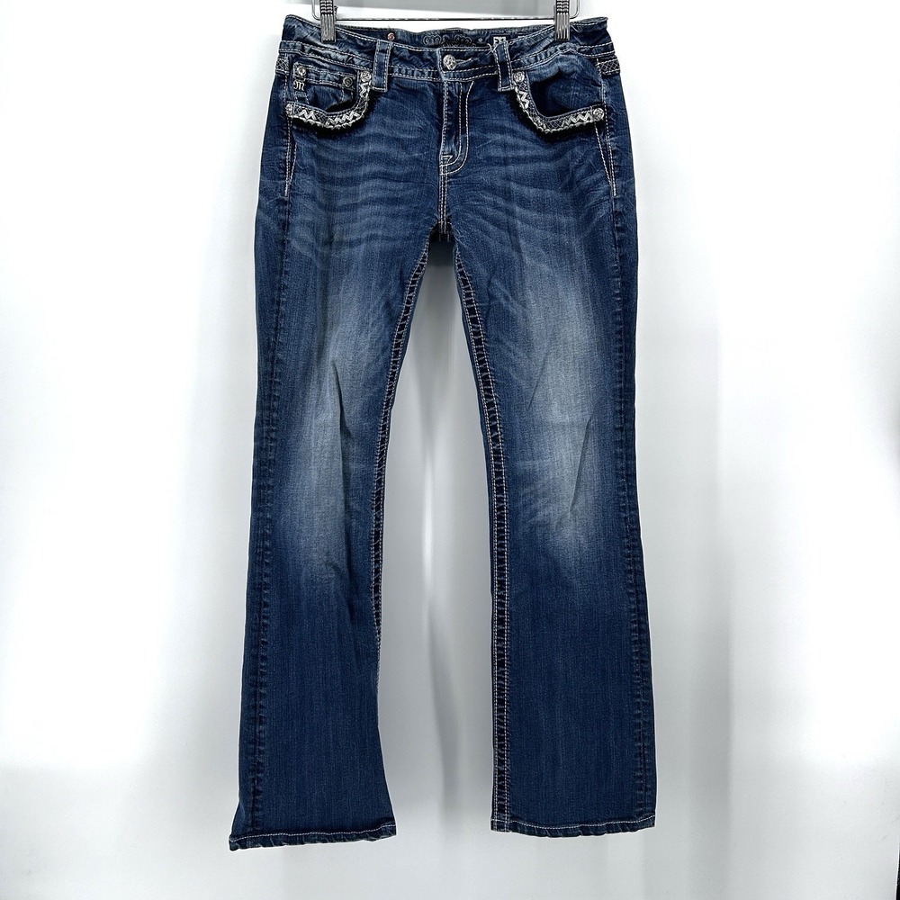 Miss Me Western Glam Bling Jeans 31 Low Rise Cowgirl Y2K McBling Festival Rodeo